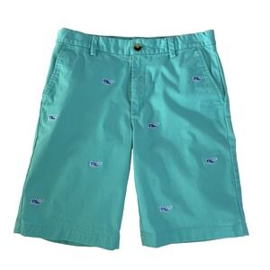 Vineyard Vines Boys Bermuda Shorts 14 Whale Embroidered Teal Blue Adjust Waist